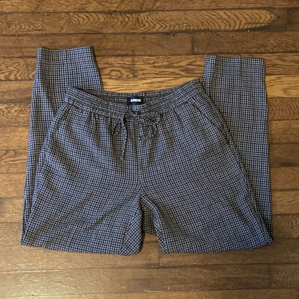 Express Houndstooth Ankle Drawstring Pants